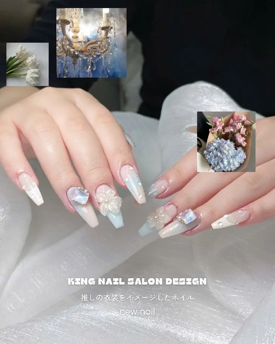 ネイル アートネイル 長さ出し フレンチネイル 韓国ネイル マグネットネイル ハンドネイル KING Nailのネイルデザイン