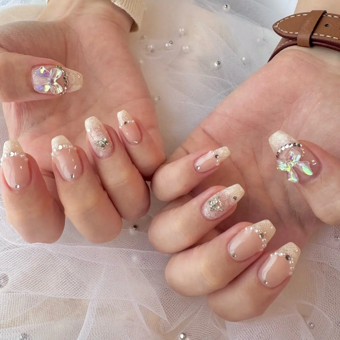ネイル ガーリー レース nail salon e'mu💐のネイルデザイン