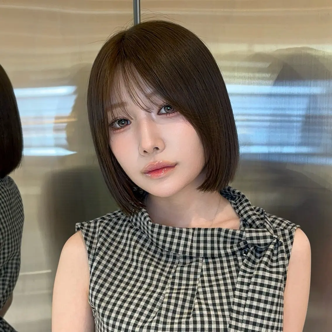 ミディアム カラー ヘアアレンジ ベージュカラー 透明感カラー ボブ 韓国風ヘア ワンホンヘア 韓国ヘア/ レイヤー/Rumiのヘアスタイル