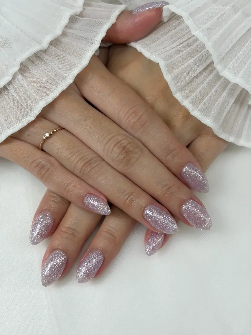 ネイル キラキラネイル 韓国ネイル ラメ(グリッター) パープル ハンドネイル iro+ nailのネイルデザイン