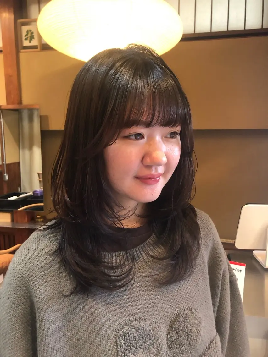 セミロング カラー カット ヘアカラー ゆるふわガーリーst yle🩰yuukaのヘアスタイル
