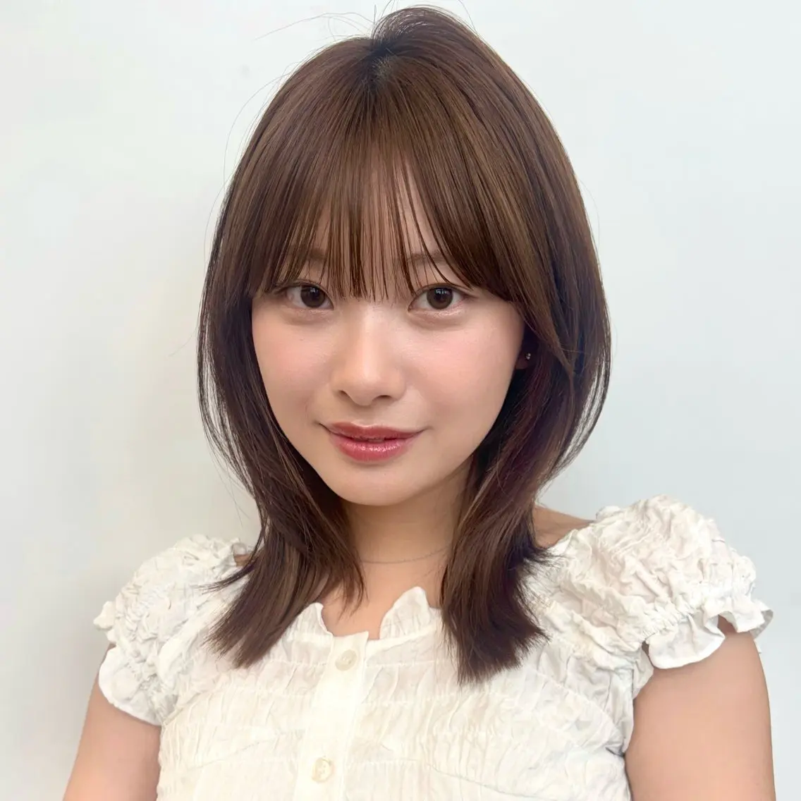 ミディアム カラー ブラウンカラー ナチュラルブラウン くびれヘア レイヤーカット カット ヘアカラー トリートメント 顔まわり🥨レイヤー /透明感/水口舞奈のヘアスタイル