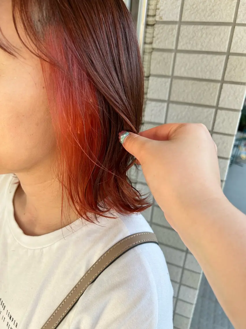 ショート カラー インナーカラー オレンジ 亜美💎6月7月は お早めのご予約を✨のヘアスタイル