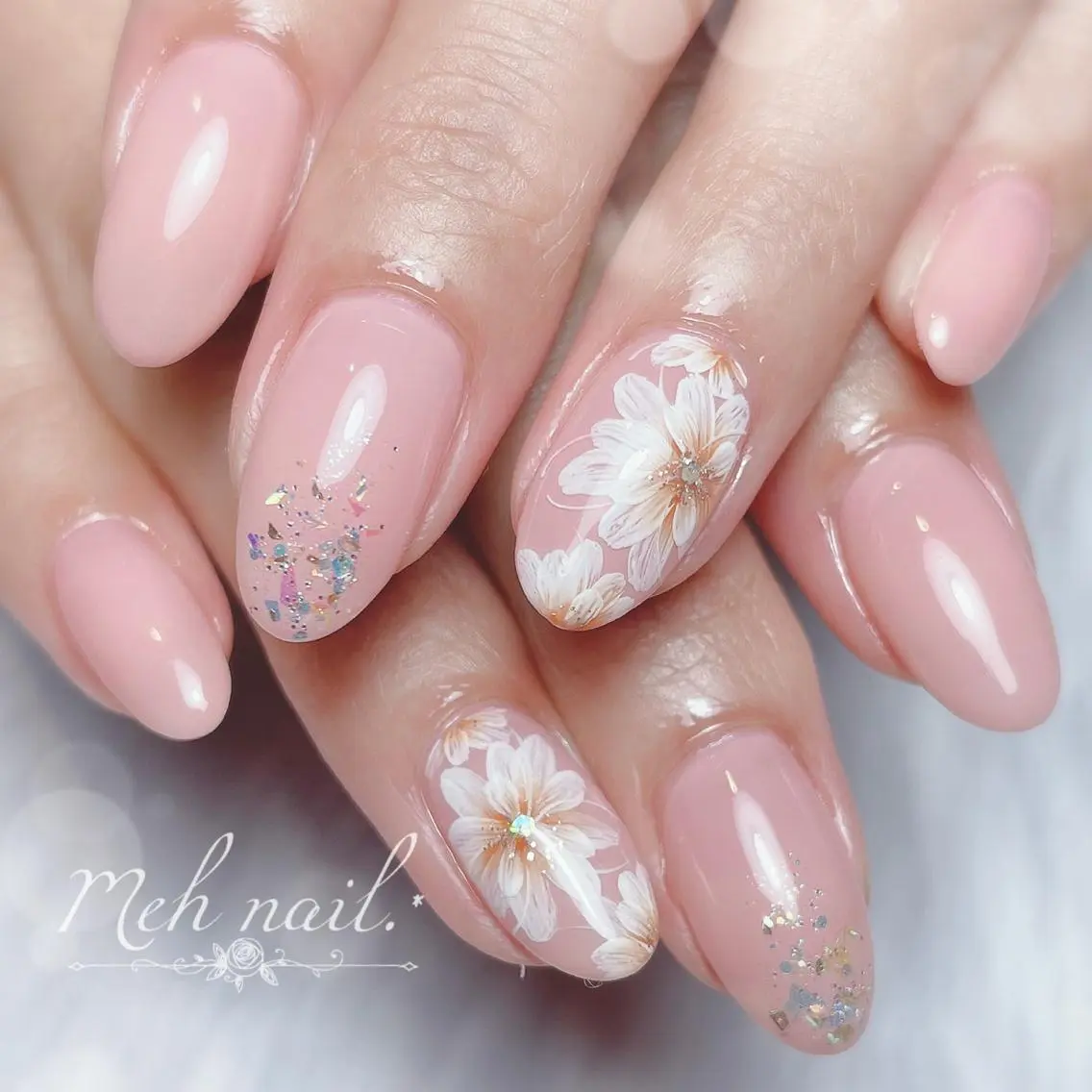 ネイル アートネイル フラワーネイル Healing nail 杢のネイルデザイン