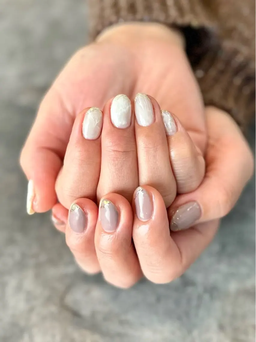 ネイル フレンチネイル マグネットネイル 大理石ネイル(マーブル) ミラーネイル ニュアンスネイル nail salon amanoのネイルデザイン