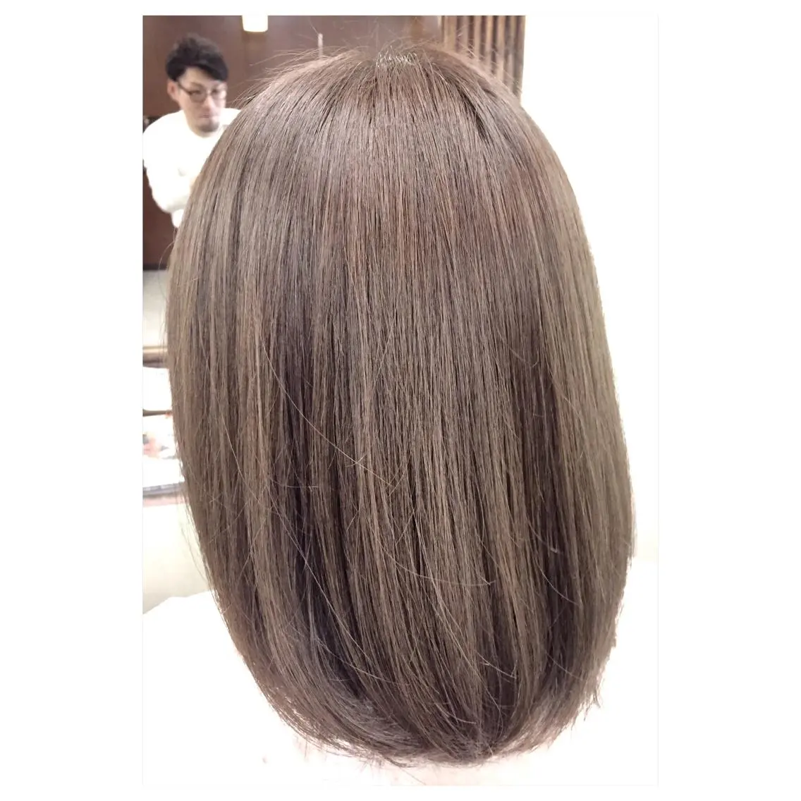 ミディアム カラー アッシュ ベージュカラー グレージュ パーソナルカラー診断 できます 木曽 主博のヘアスタイル