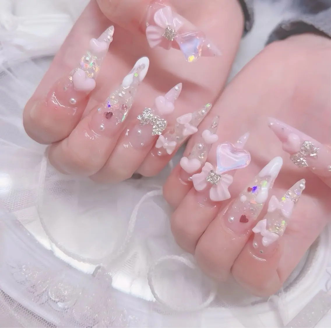 ネイル ブルー チークネイル クリアネイル フラワーネイル フットネイル ハンドネイル Rin Nail 新大久保店のネイルデザイン