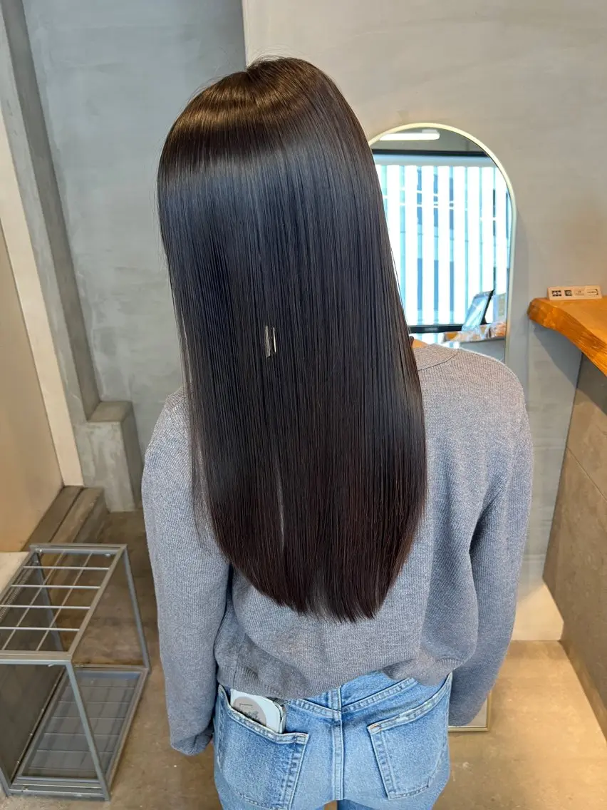 ロング カット 縮毛矯正 透明感カラー/カット Zina池袋　千葉のヘアスタイル
