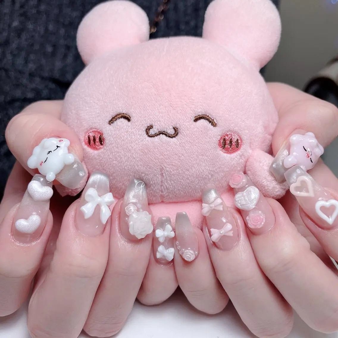 ネイル 成人式 大理石ネイル(マーブル) ネイルチップ 冬ネイル クリスマス ハンドネイル MoMoA Nail ネイル長さ出し専門店のネイルデザイン