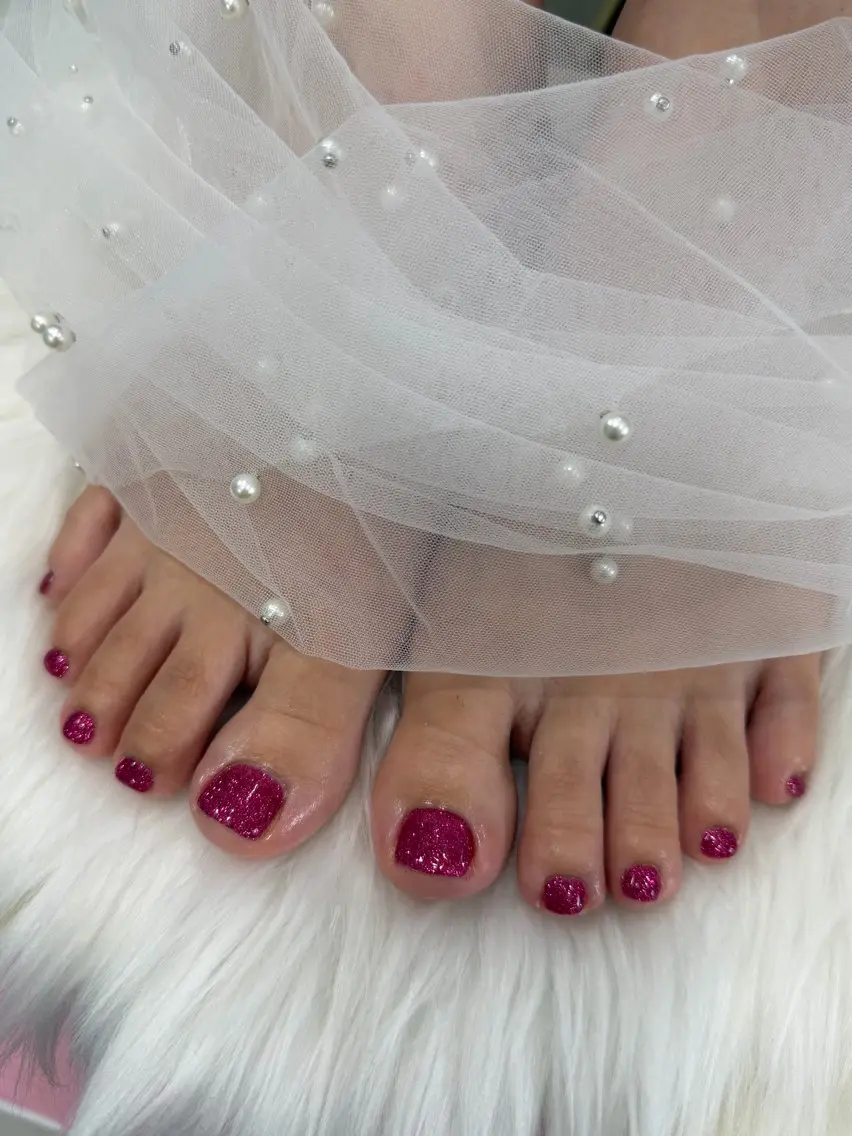 ネイル フットネイル ラメ(グリッター) ワンカラーネイル フットネイル Mermaid Nail みはなのネイルデザイン