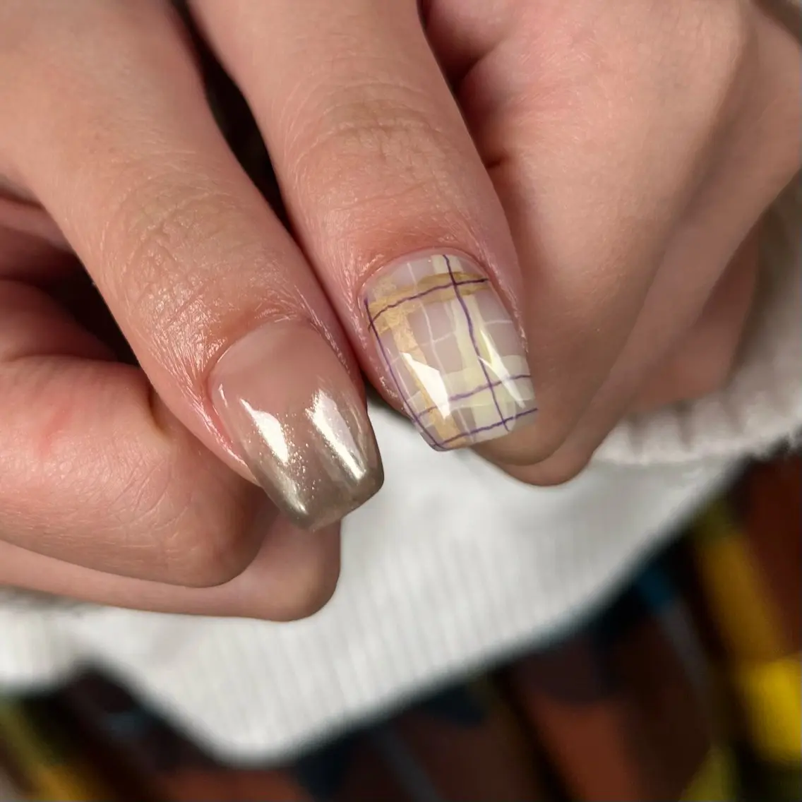 ネイル グリーン ハンドネイル vegh. nail/阿波座のネイルデザイン