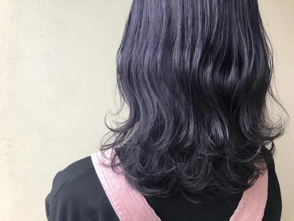 ミディアム カラー ヘアアレンジ ブルーカラー 透明感カラー バイオレットカラー 🌻韓国風ヘア🌻 ✨🌷ナナコ🌷のヘアスタイル