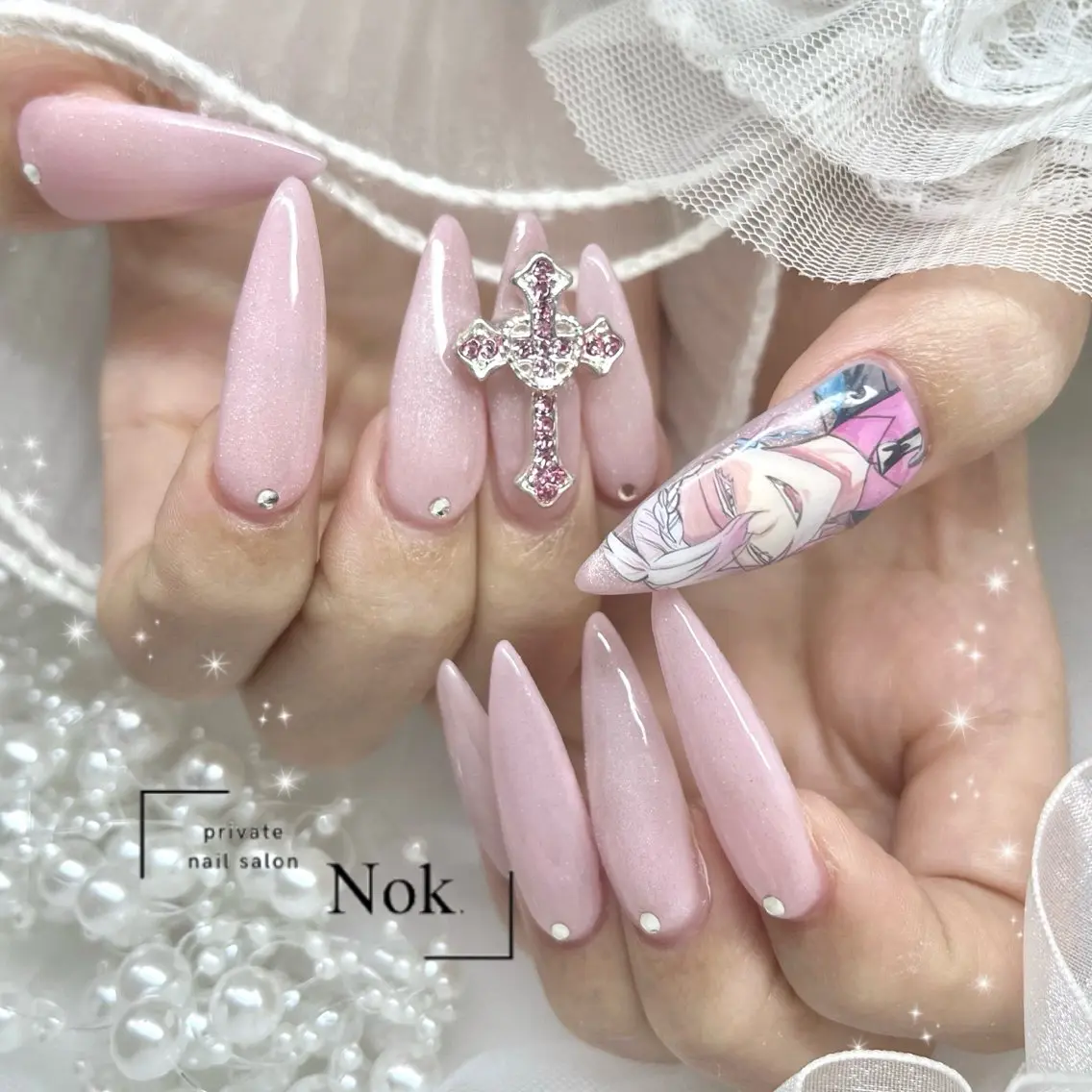 ネイル ストーンネイル ハンドネイル 池袋痛ネイル Nok. 渡辺のネイルデザイン