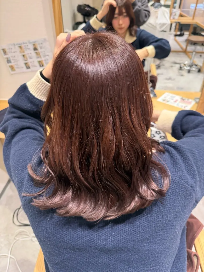 ミディアム カラー レッドカラー ボブ 🌟Spinhair 福永えいみ🌙*.｡のヘアスタイル