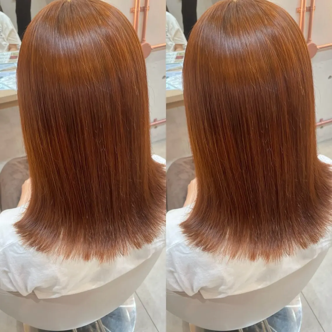 セミロング カラー オレンジ カット ヘアカラー トリートメント カットモデル募集🍒 りおのヘアスタイル