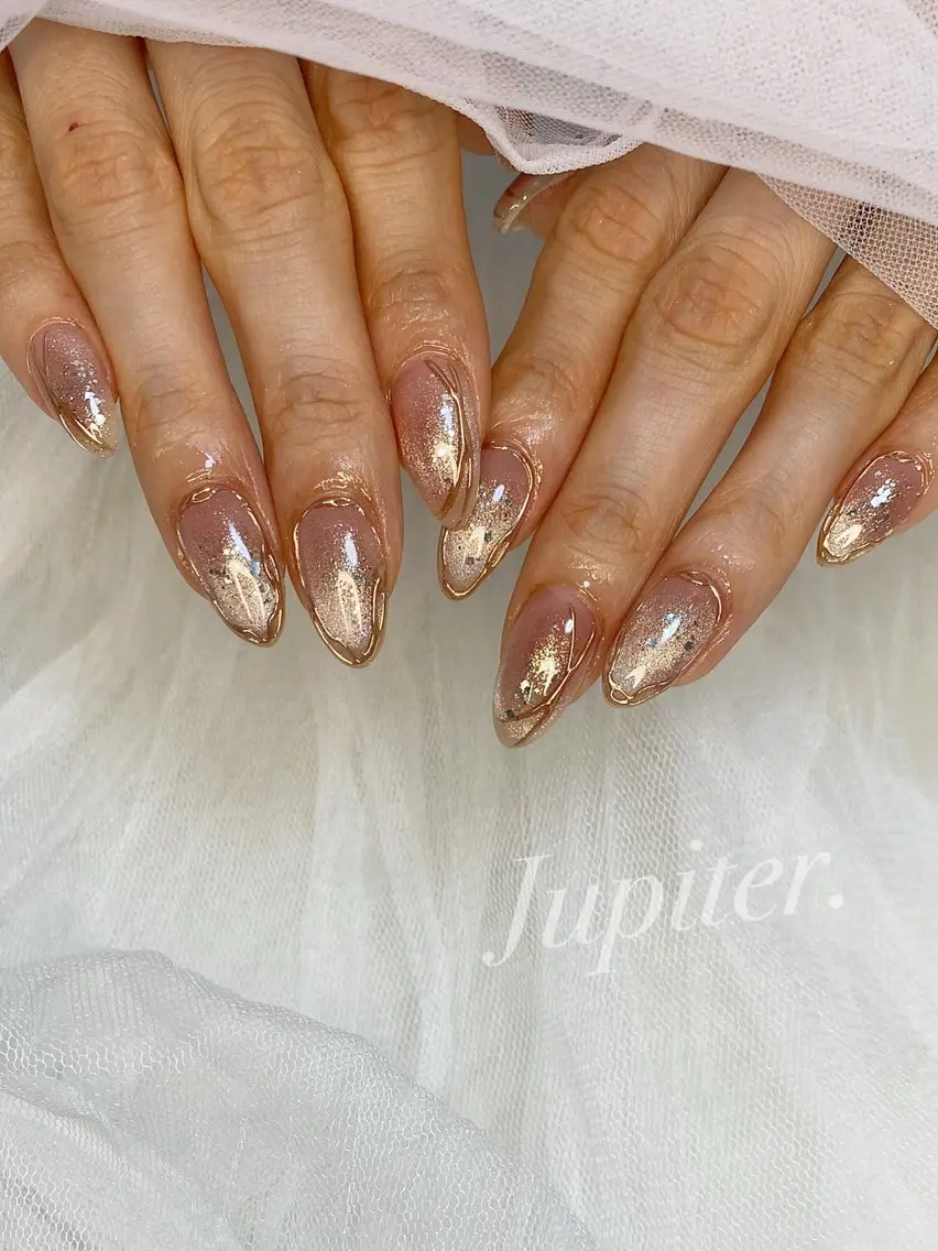 ネイル チークネイル フレンチネイル キラキラネイル マグネットネイル マグネットフレンチ ハンドネイル Jupiter .のネイルデザイン