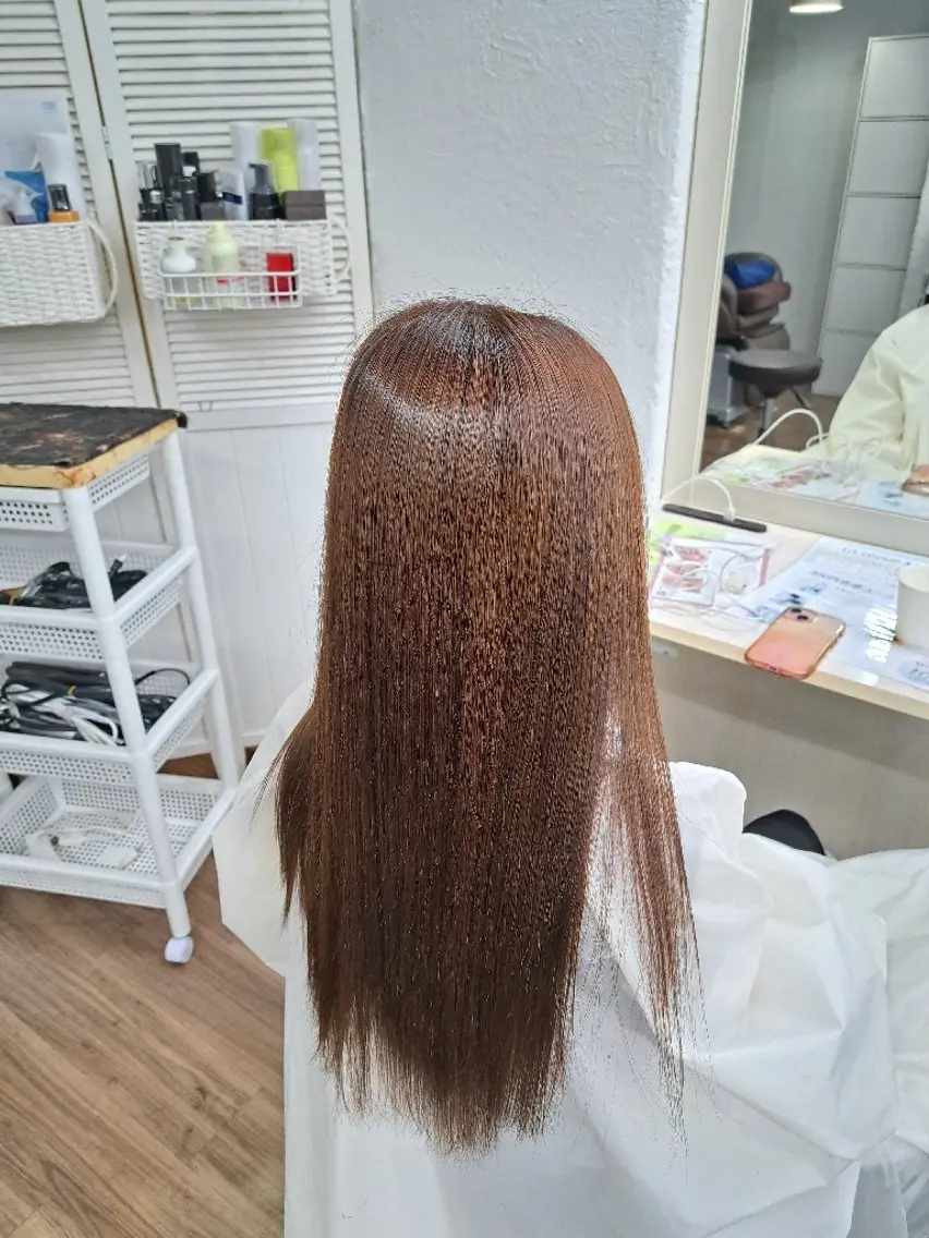 ロング カラー ベージュカラー ミルクティーベージュ オレンジ トリートメント ヘアカラー トリートメント GLOSS心斎橋🌹 はるなのヘアスタイル