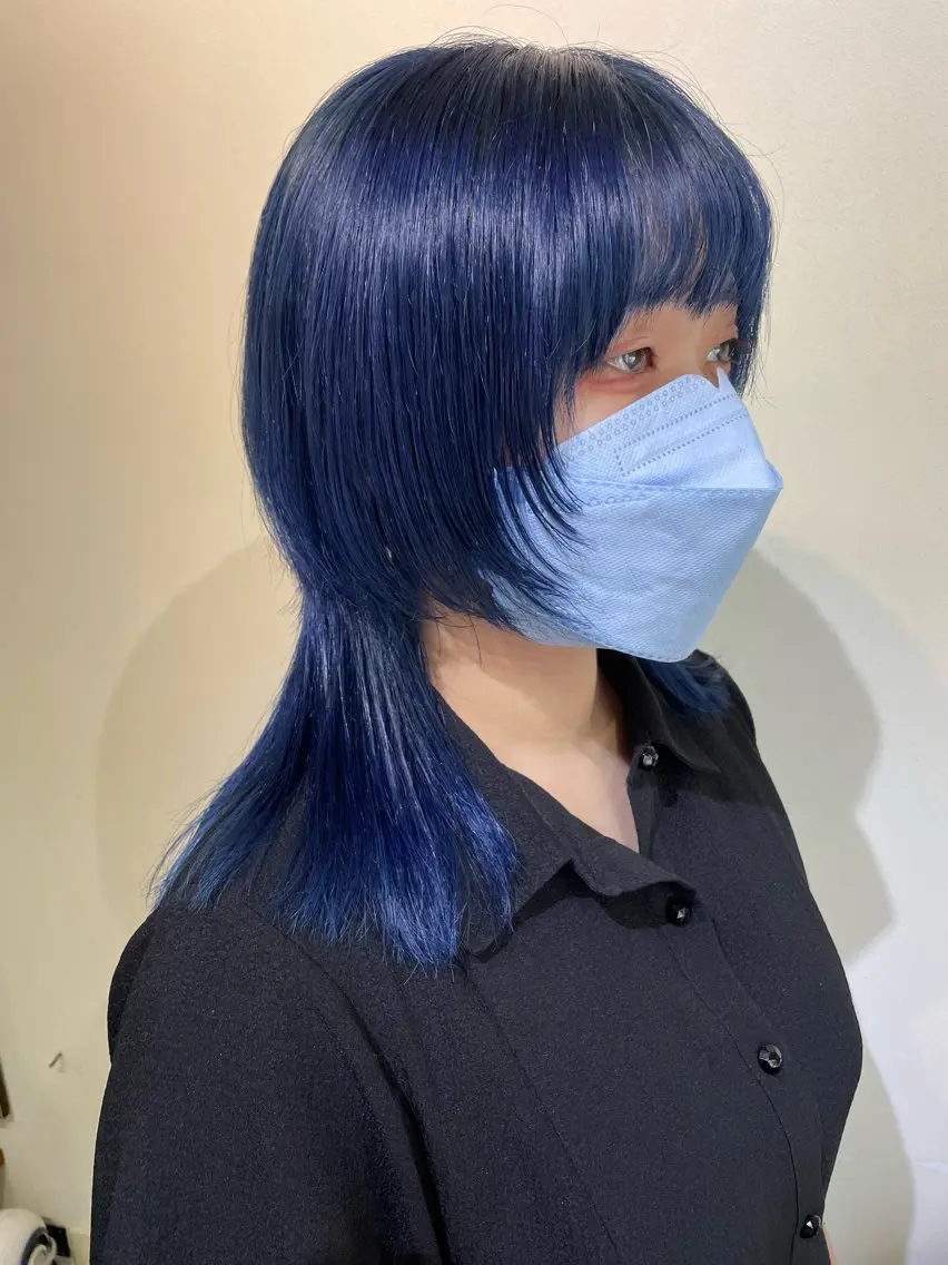 ミディアム カラー ブルーカラー ネイビーカラー トリートメント メンズパーマ✨️村越 雄斗のヘアスタイル