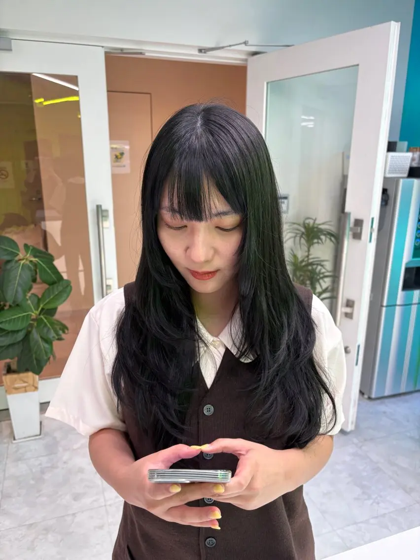 ロング カット ヘアカラー 韓国ヘア赤み消し特化 ー🦋RION🦋のヘアスタイル