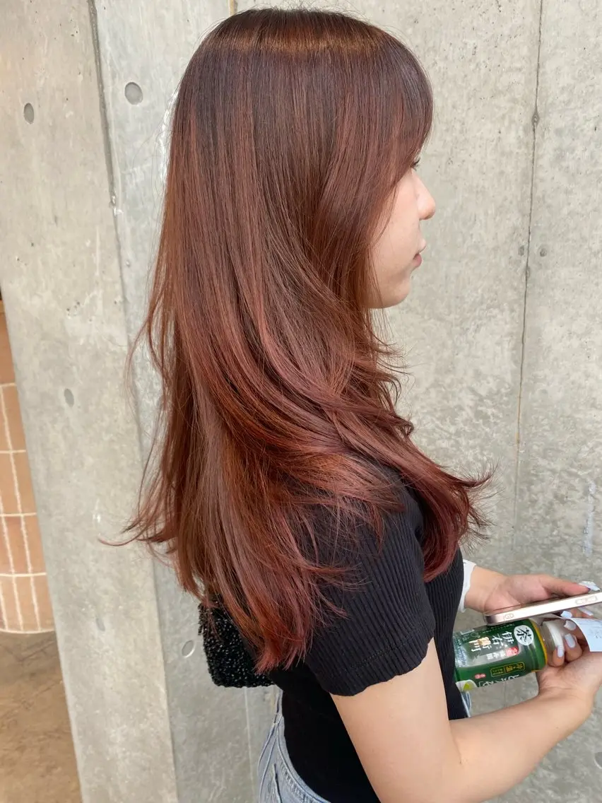 ロング カラー カット ヘアカラー トリートメント Saki/レイヤー/ 柔色カラー/顔まわりのヘアスタイル