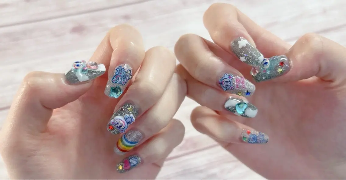 ネイル ブルー ジェルネイル ハンドネイル MYu Beauty Salon YURIのネイルデザイン