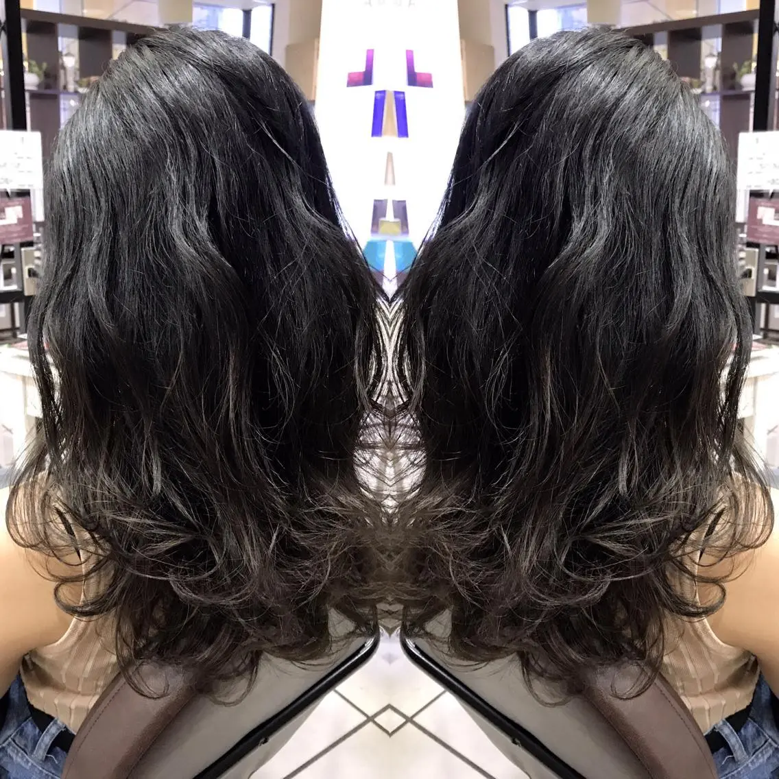 セミロング カラー シールエクステ⭐️ オオミタクヤのヘアスタイル