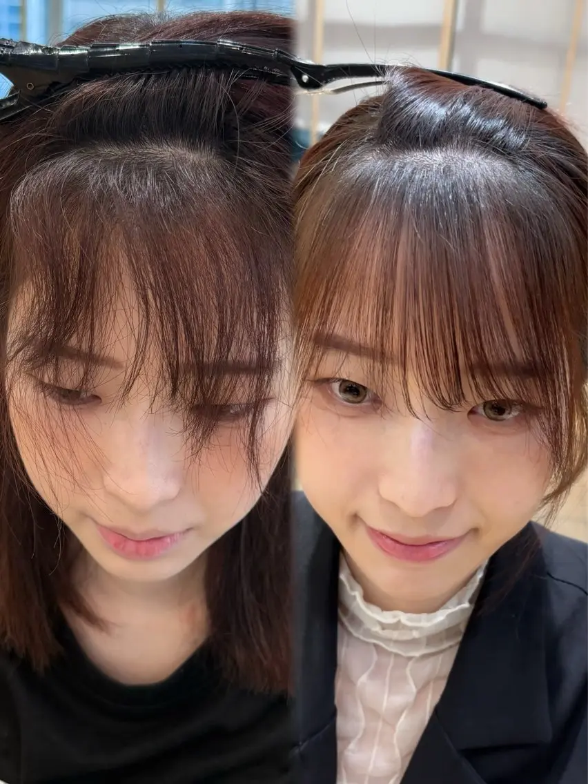 顔周りカット+顔まわり縮毛矯正+美髪トリートメントの写真