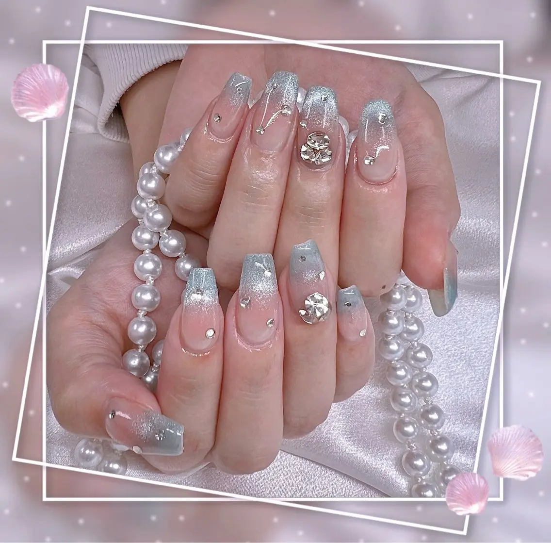 ネイル グラデーション キラキラネイル 韓国ネイル マグネットネイル ピンク ハンドネイル ハンドケア Chill Nailsalonのネイルデザイン