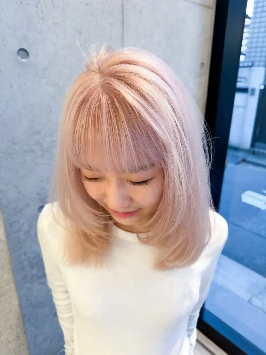 ミディアム カラー ヘアアレンジ ミニボブ/ブリーチ 🌈MISATOのヘアスタイル