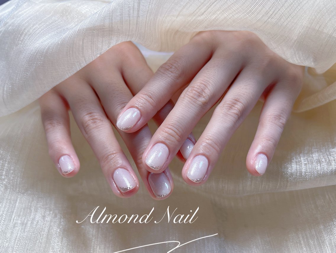 ネイル 長さ出し フラッシュネイル フットネイル フレンチネイル ジェルネイル Almond Nail 亀戸のネイルデザイン