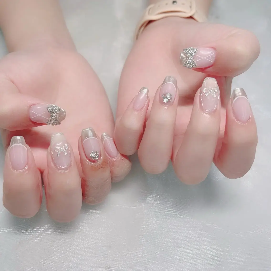 ネイル アートネイル フレンチネイル ミラーネイル ハンドネイル piyo 🌼*･のネイルデザイン
