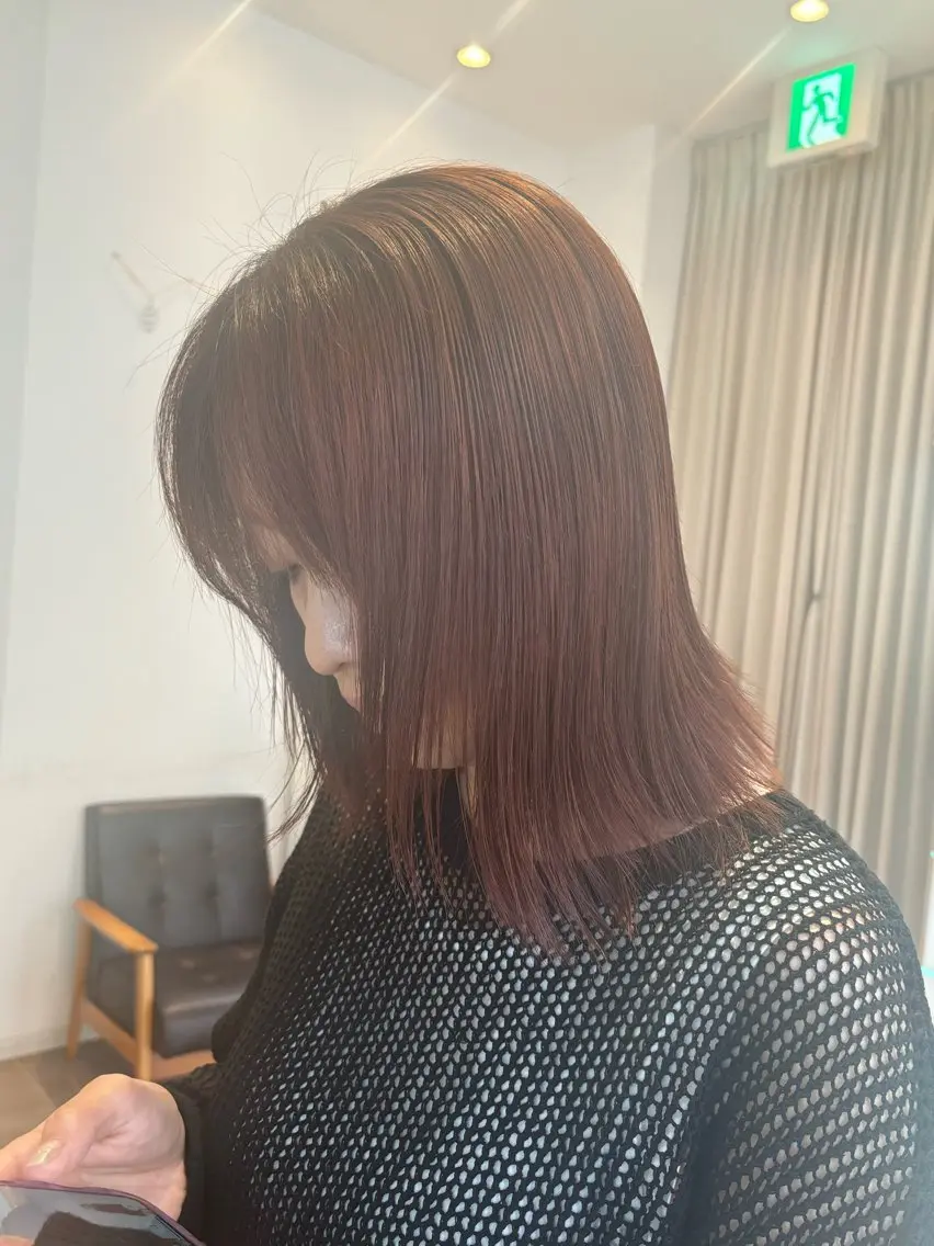 ミディアム カラー ブラウンカラー ピンクカラー ピンクブラウン brace 小笹花純のヘアスタイル