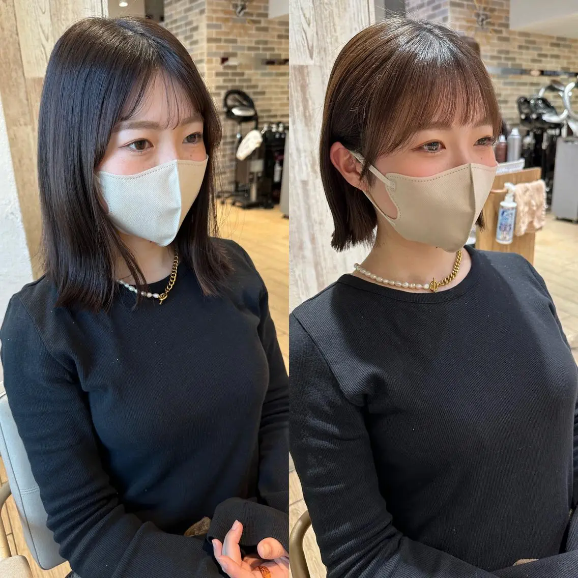 ミディアム 切りっぱなしボブ ショートボブ ボブ くびれヘア タンバルモリ カット ヘアカラー トリートメント 市原 大翼のヘアスタイル