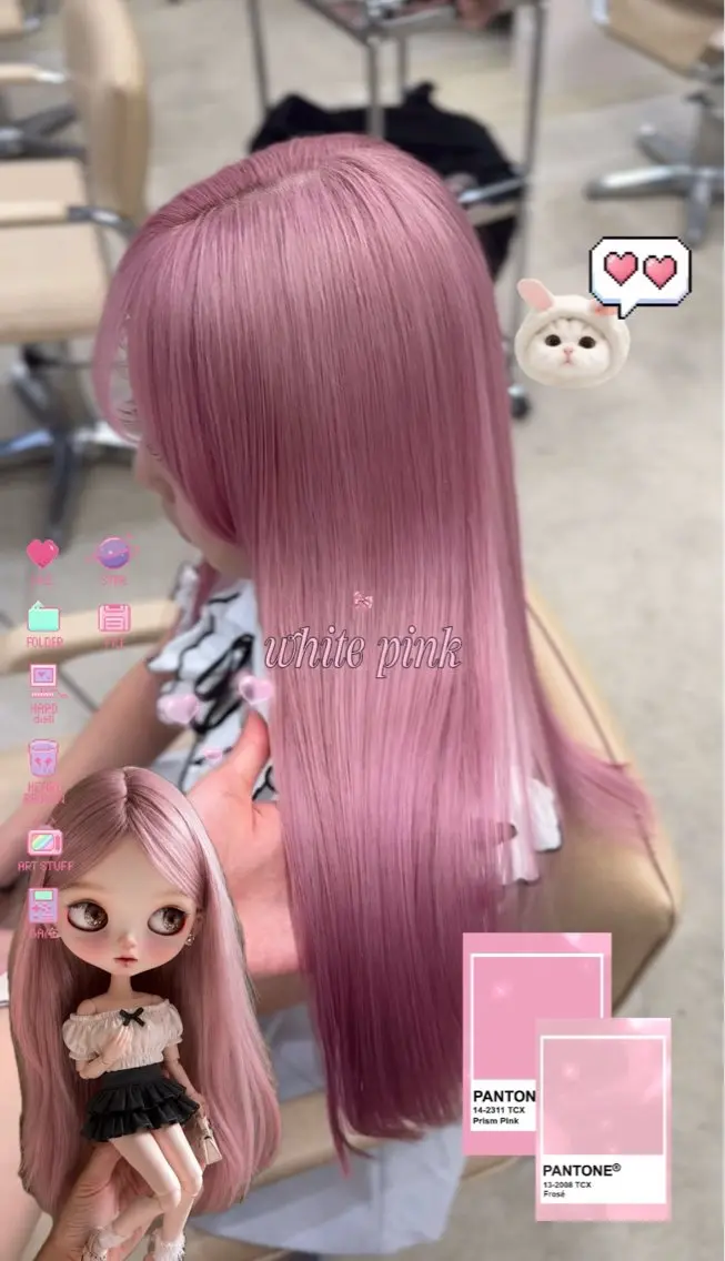 ロング カラー ピンクカラー ホワイトピンク ヘアカラー トリートメント 梅田/似合 わせ艶ハイトーン💘のヘアスタイル