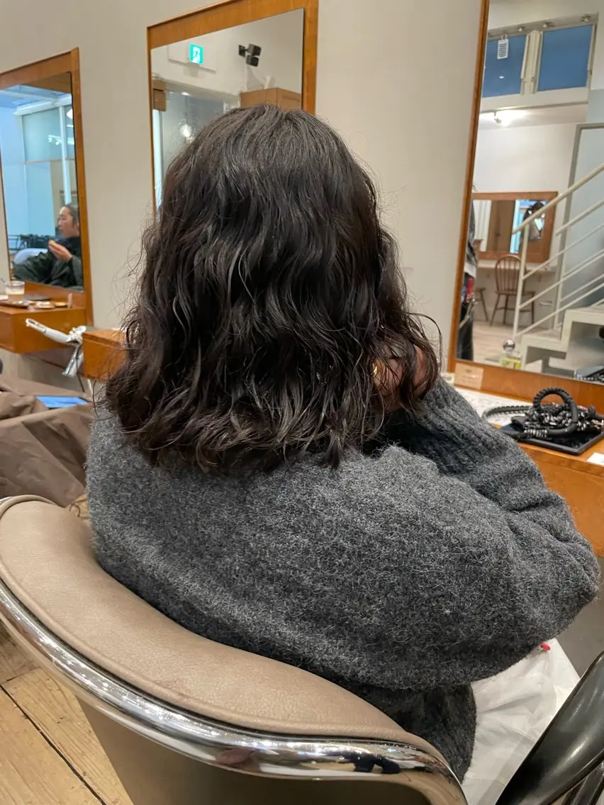 ミディアム カット パーマ トリートメント 🍁ボブパーマ.レイ ヤーボブ🍁陸来のヘアスタイル