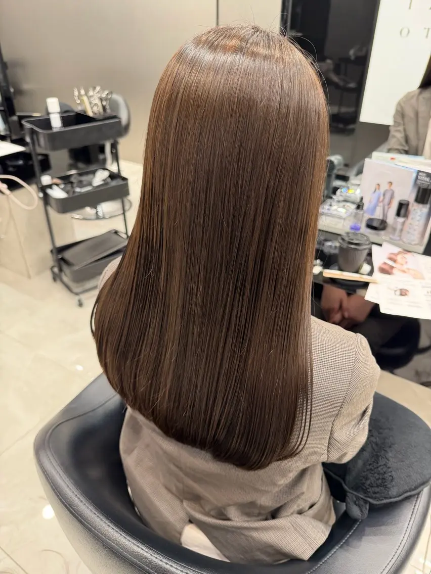 ロング カラー ブラウンカラー ショコラブラウン 透明感カラー トリートメント カット ヘアカラー トリートメント 💜ひな💜韓国レイ ヤー/透明感/美髪のヘアスタイル