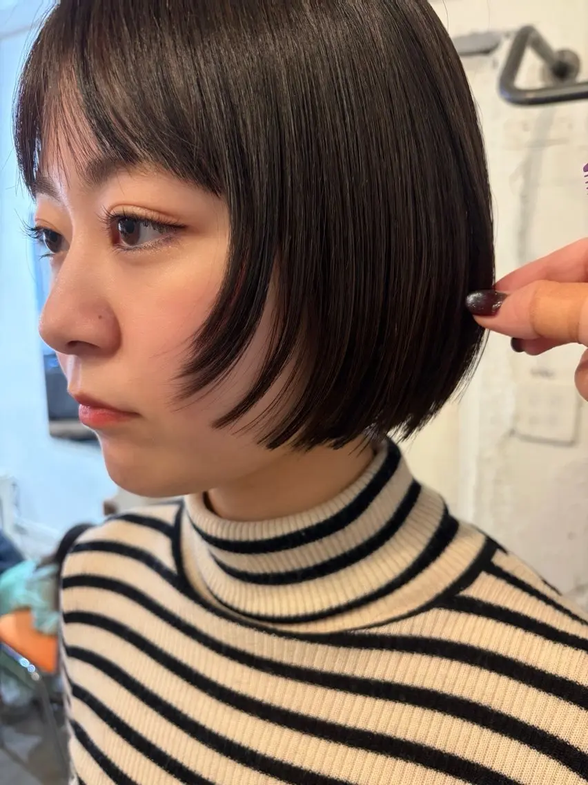 ショート ボブ カット 縮毛矯正 トリートメント *UNU* RICOのヘアスタイル