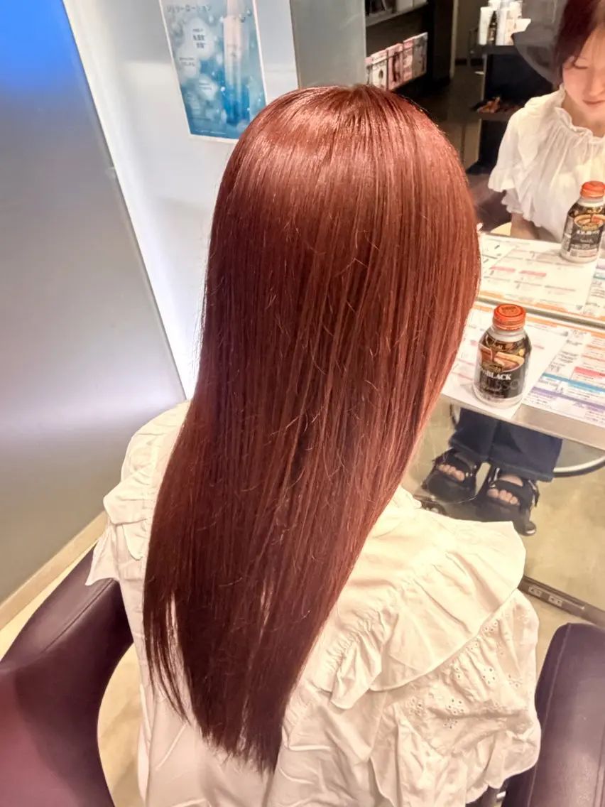 ロング カラー ブラウンカラー レッドカラー レッドブラウン カット ヘアカラー NANA KATOUのヘアスタイル