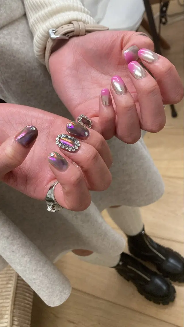 初回💜甘皮ケア付きハンドジェルネイル（持ち込みデザインok）新規様限定💅やり放題 9900円→6600円の写真