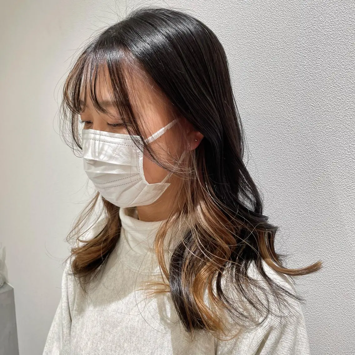セミロング カラー ブリーチ ケアブリーチ ダブルカラー ヘアカラー トリートメント ✨髪質改善🎨 杉本賢人のヘアスタイル