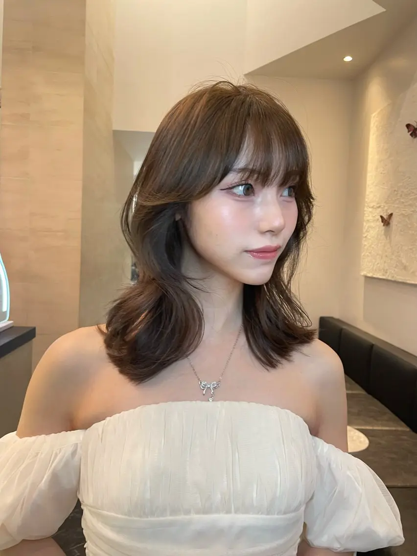 ミディアム カット ヘアカラー 韓国✖️網紅🖤 パーマYURIYAのヘアスタイル