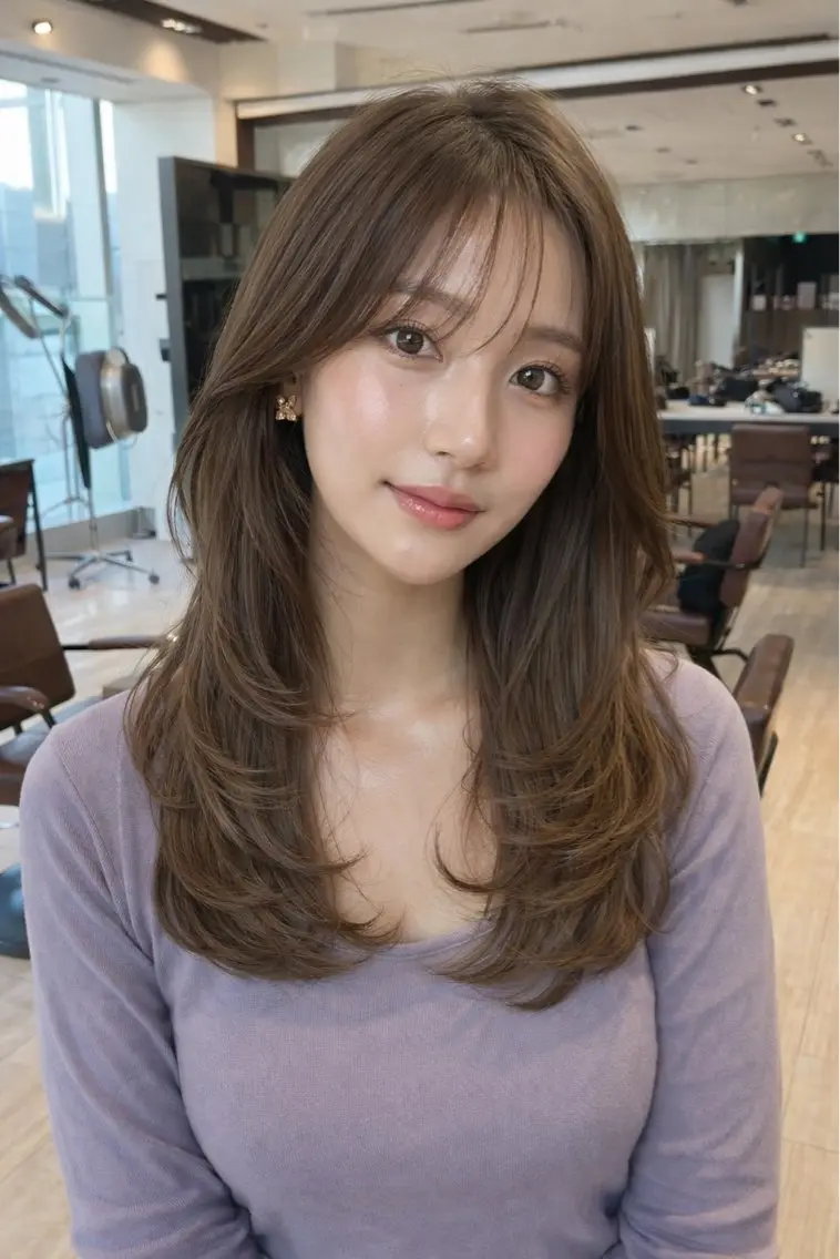 ロング ロングレイヤー レイヤーカット ロング カット トリートメント ヘッドスパ SHION/銀座 まとまるカット🩵のヘアスタイル