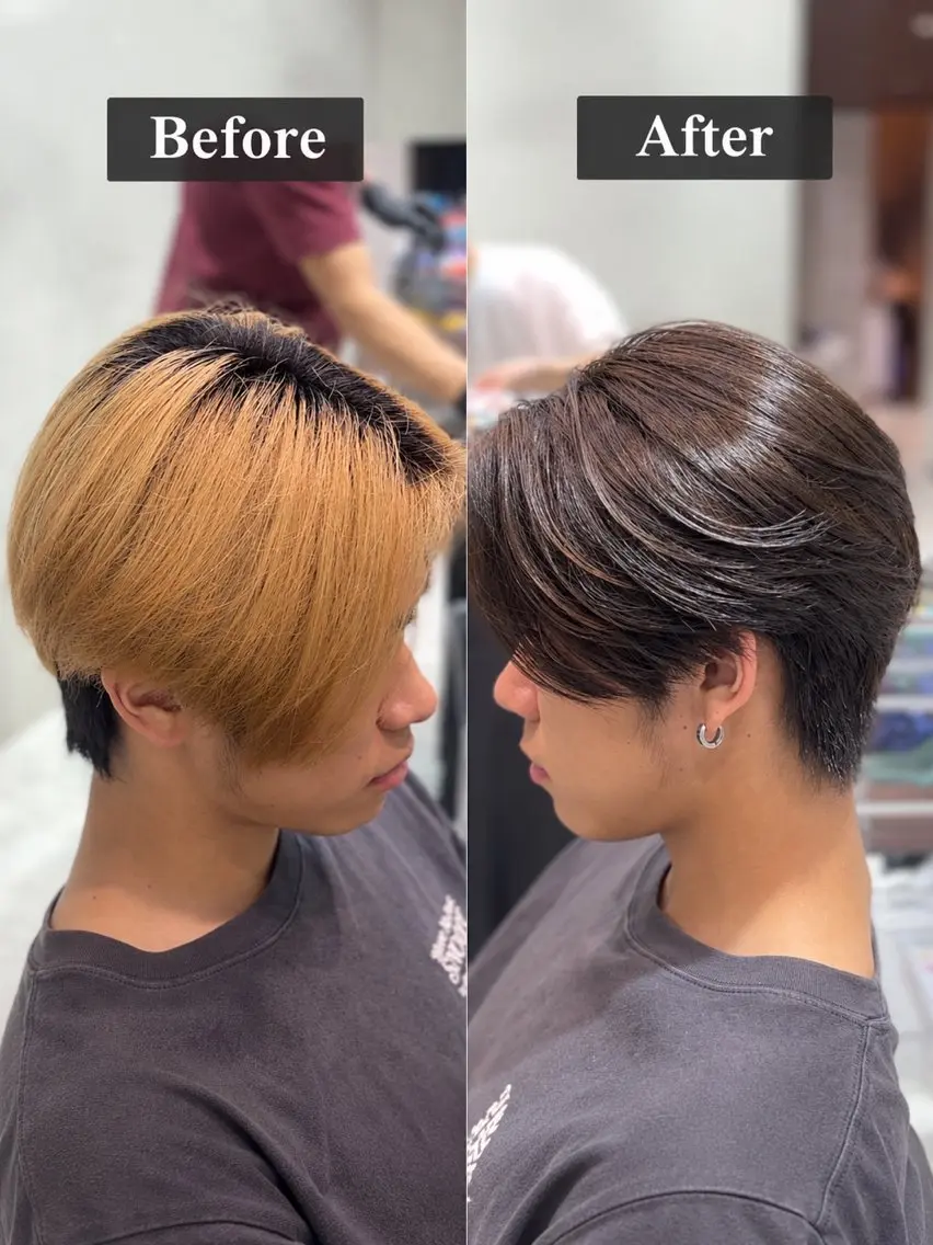 【男女不問‼️】トーンダウンカラー(ブリーチなし)シャンプー+ブロー込みの写真