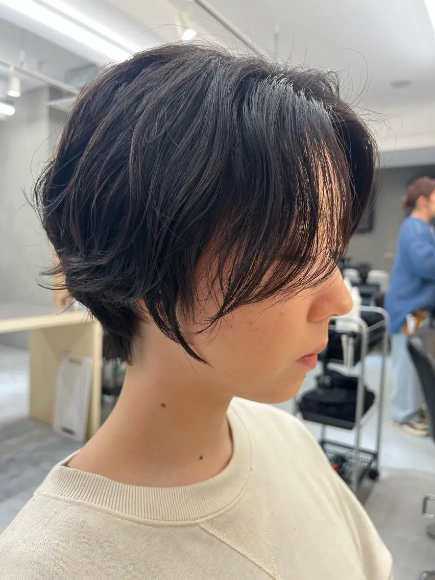 ショート パーマ 曲がる縮毛矯正 バレイヤージュ森田のヘアスタイル