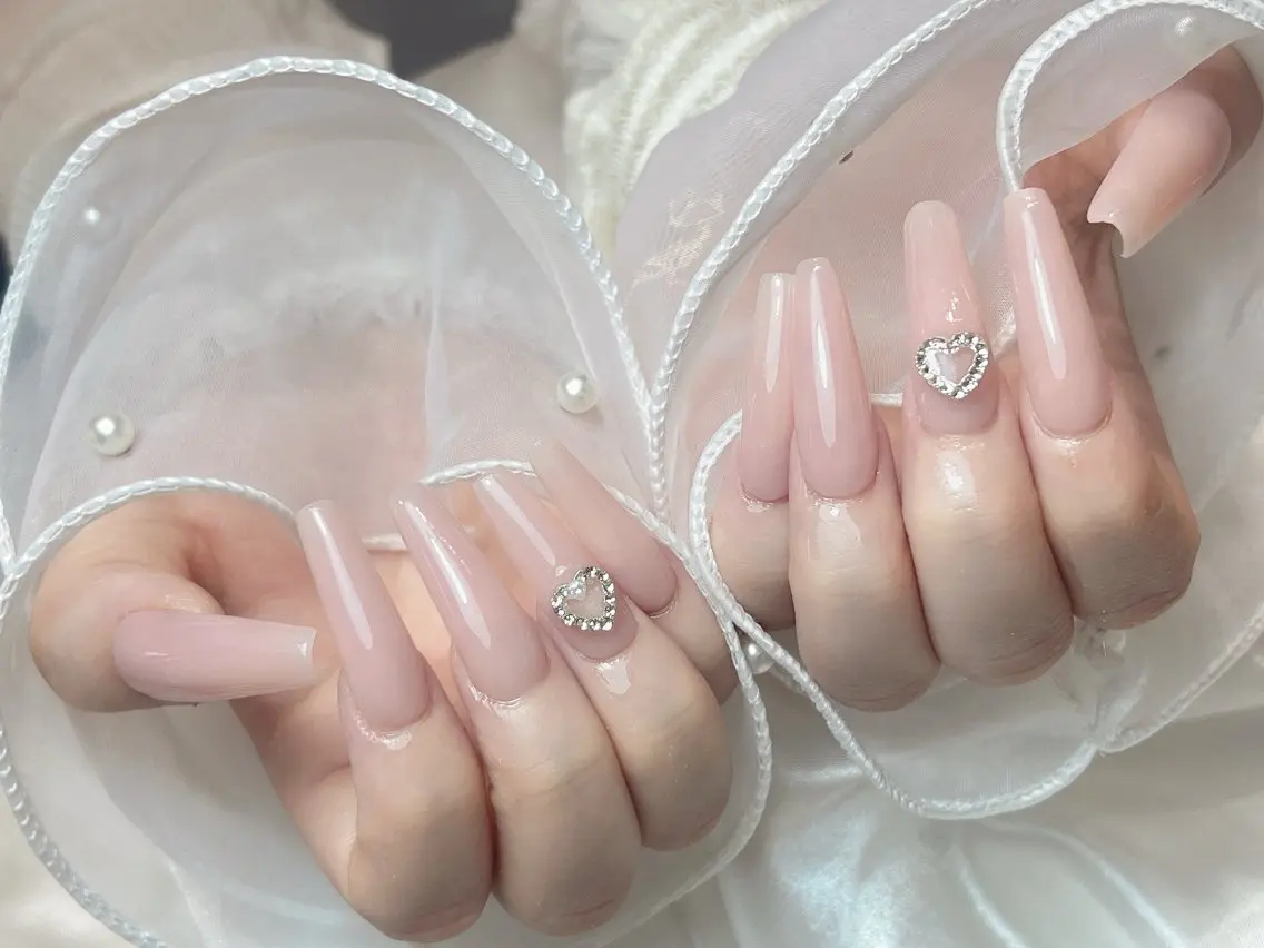 ネイル ピンク スカルプネイル bijou nails 蓮のネイルデザイン