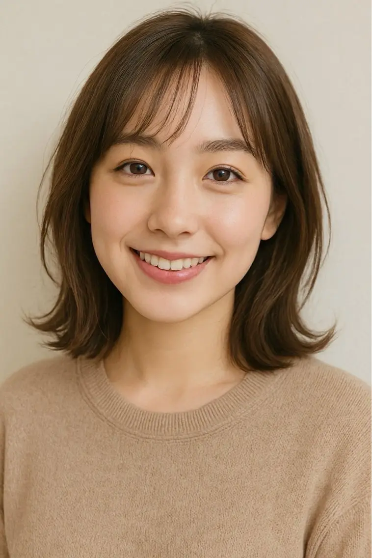 ミディアム カラー ミディアムレイヤー レイヤーカット 外ハネヘア カット ヘアカラー ✱リンクスハート✱ ✱島岡　茉生✱のヘアスタイル