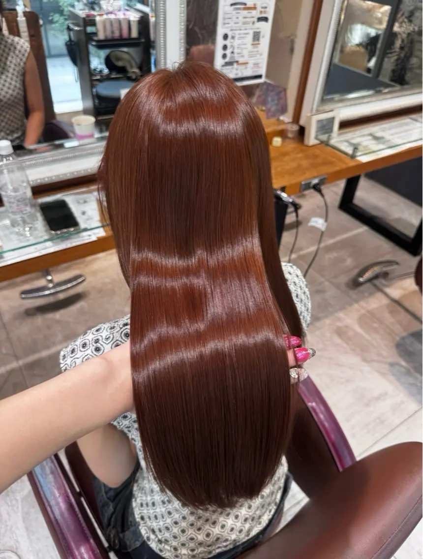カラー ブラウンカラー カッパーブラウン オレンジ 三留 愛未のヘアスタイル