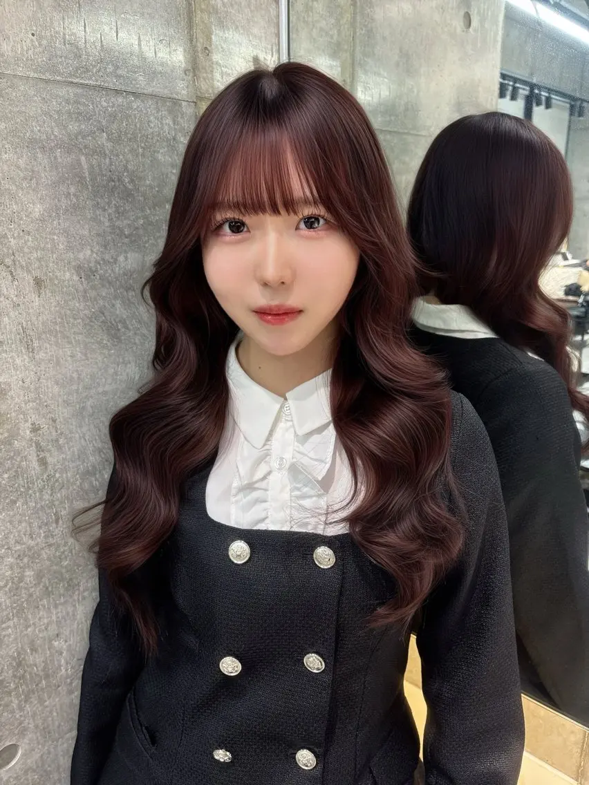 ロング カット ヘアカラー トリートメント 顔周り🇰🇷韓国 レイヤー/モエのヘアスタイル
