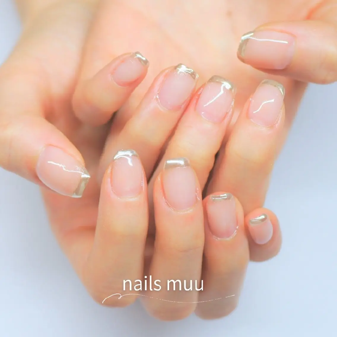ネイル フレンチネイル ゴールド キラキラネイル ミラーネイル nails muu まゆのネイルデザイン