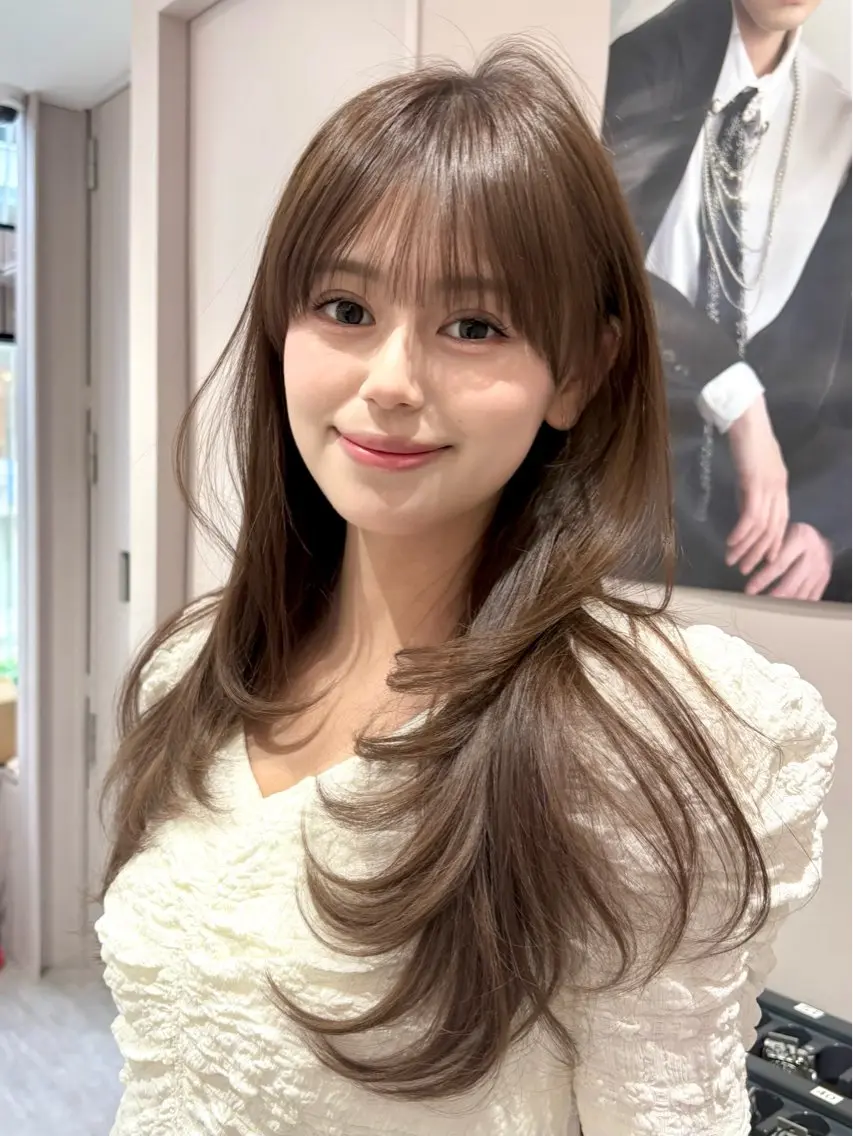 セミロング くびれヘア 顔周りカット 韓国風ヘア くびれレイヤー レイヤーカット カット ヘアカラー トリートメント 柴田礼空/顔まわり カット/レイヤーのヘアスタイル